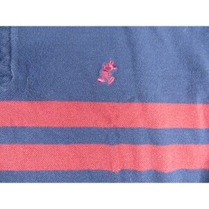 Walt Disney World Mens Blue Red Striped Mickey Mouse Polo Shirt Large L Cotton